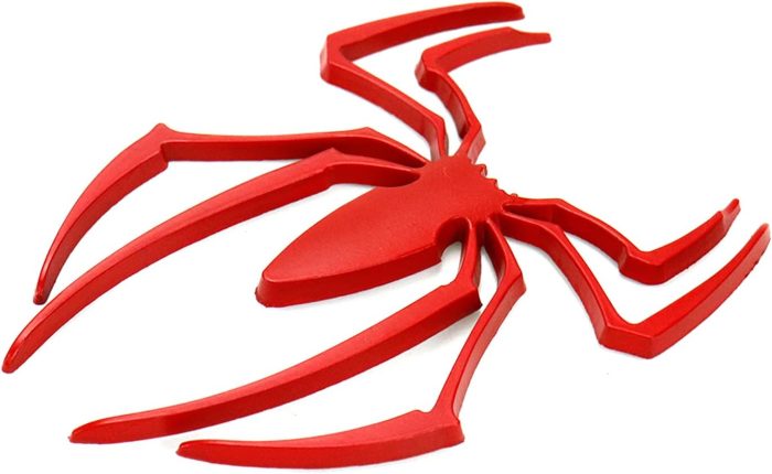 2 Pcs Metal Spider  Emblem Decor Car Body Decorative Decal Sticker Zinc Alloy (Red, 3" x 2-1/4") - Image 2